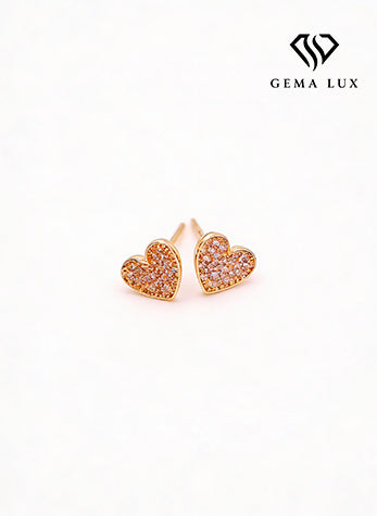 14K Gold Dianond zirconia Heart Earrings #