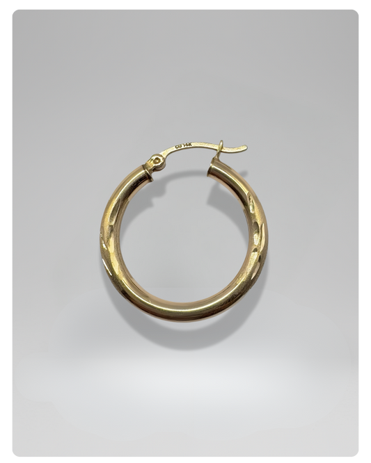 14K Gold Hoop Earrings round opacas - 25 mm