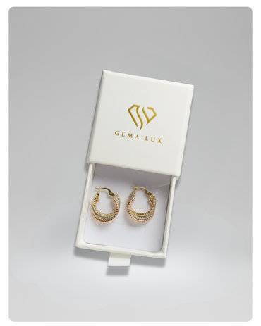14k Gold textured and twisted hoops earrings 25mm