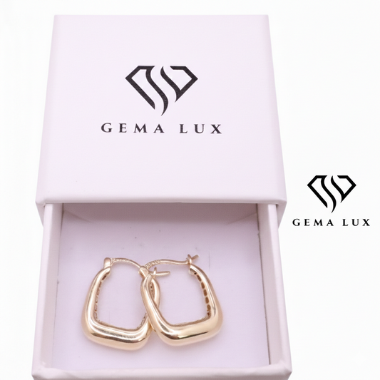 14k Gold square curve hoops Earrings - 18mm