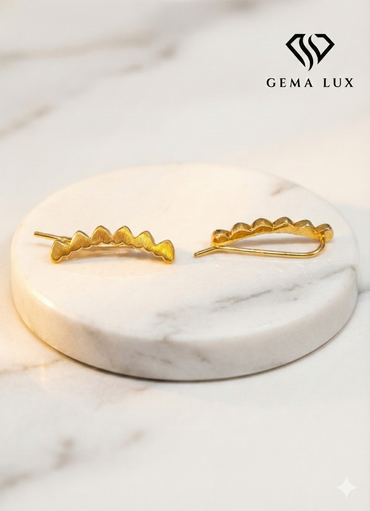 14k Gold Polished heart line dangle earrings #