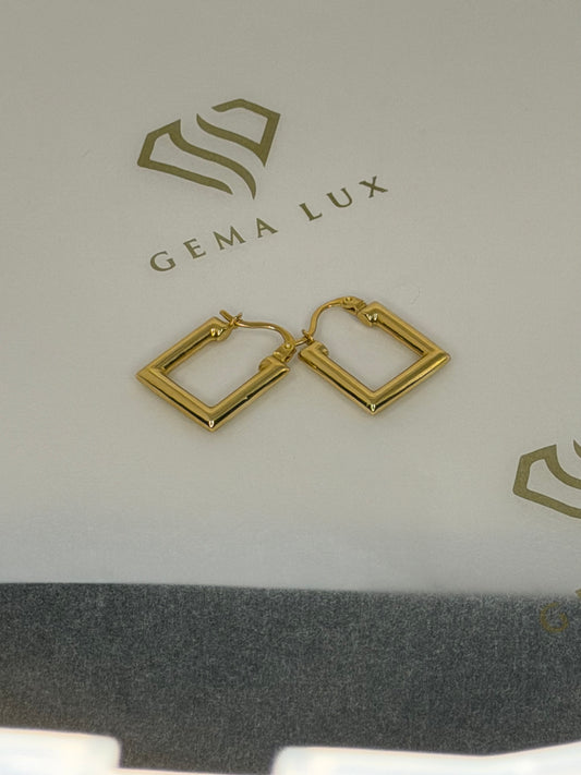 14k Gold square Hoop Earrings 15mm
