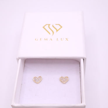 14K Gold Dianond zirconia Heart Earrings #