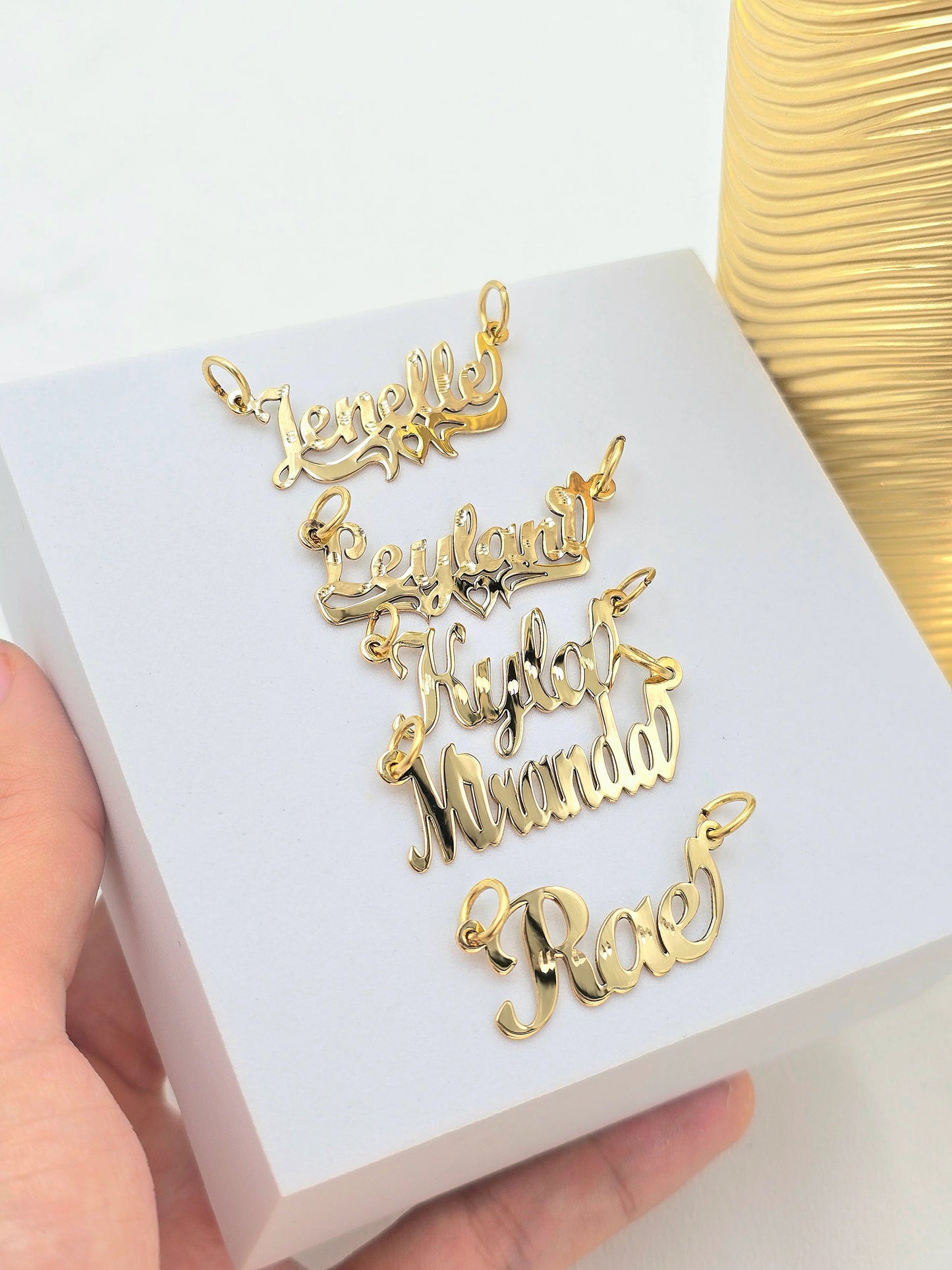 Solid 14K gold necklace with letter large 18'
