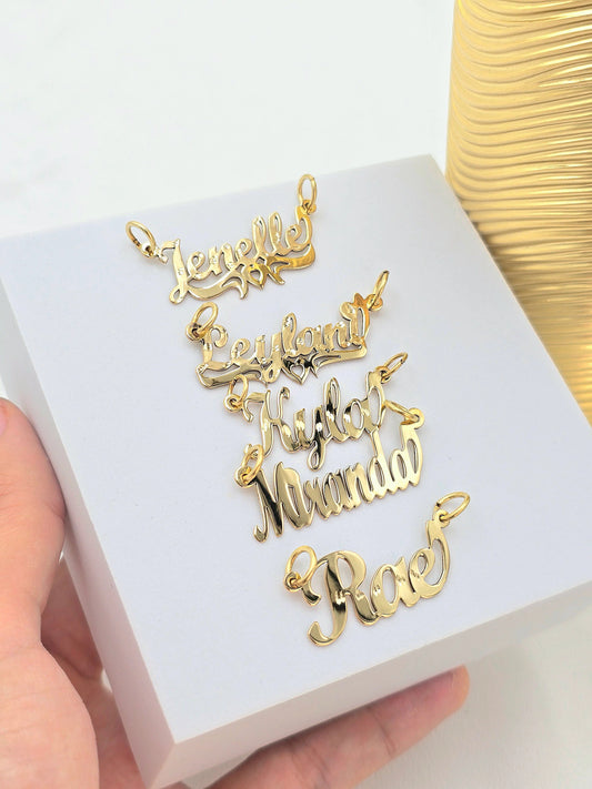 Solid 14K gold necklace with letter large 18'