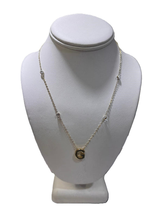Solid 14K gold necklace with letter medium 18' #