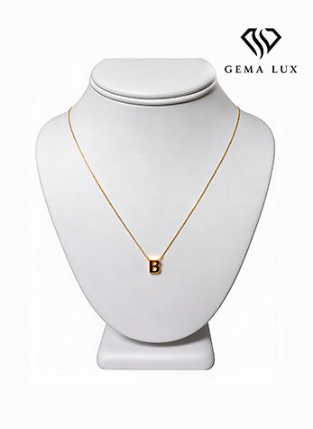 Solid 14K gold necklace with letter small 18' #