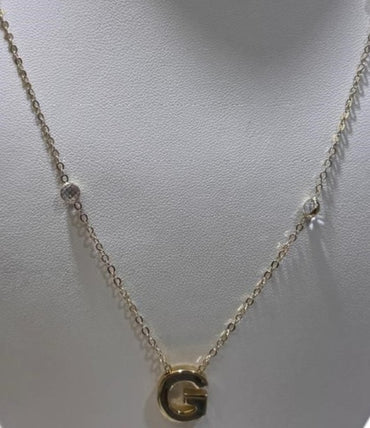 Solid 14K gold necklace with letter medium 18' #