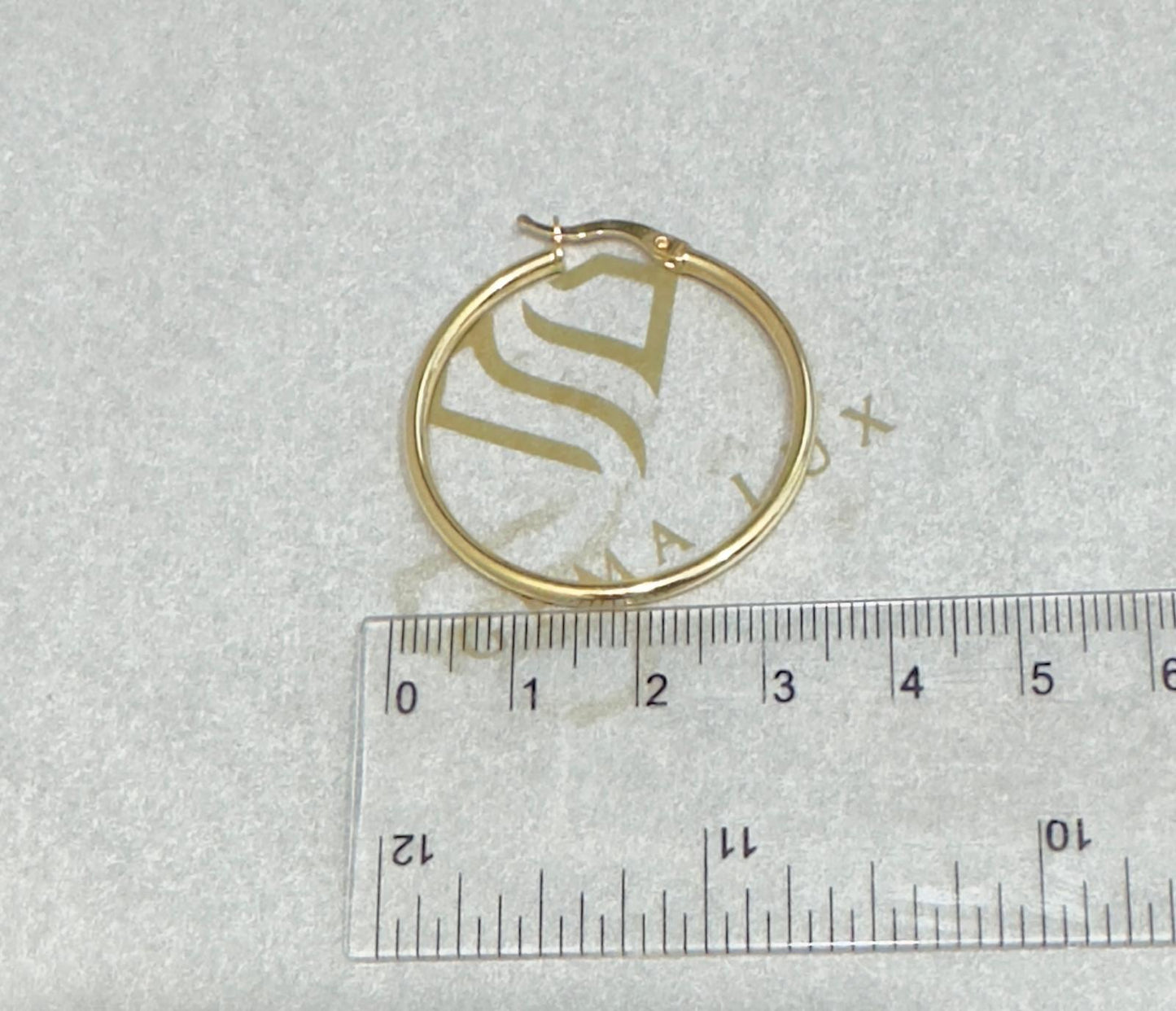 14k Gold round fine hoops  Earrings 35 mm #