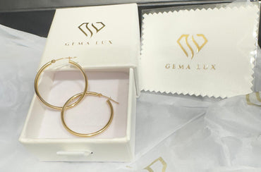 14k Gold round fine hoops  Earrings 35 mm