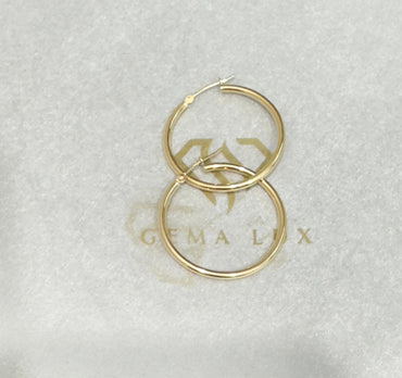 14k Gold round fine hoops  Earrings 35 mm #