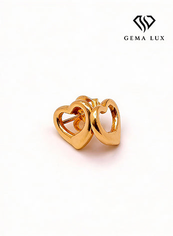 14K Gold Open Heart Earrings #