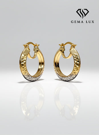 14 K Solid Gold hoop Earrings triangle shape 3 colors white-yellow-rose 25mm