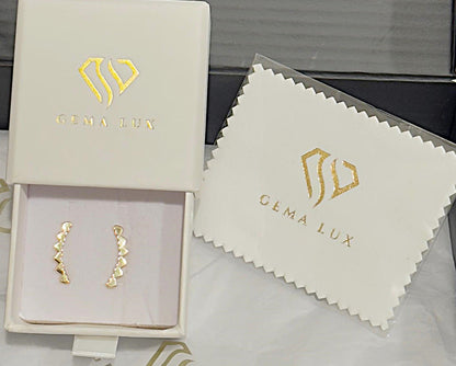 14k Gold Polished heart line dangle earrings #