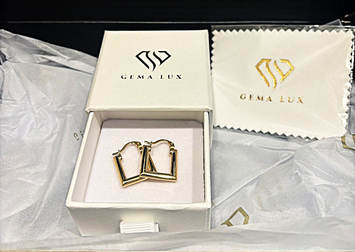 14k Gold square Hoop Earrings 15mm #