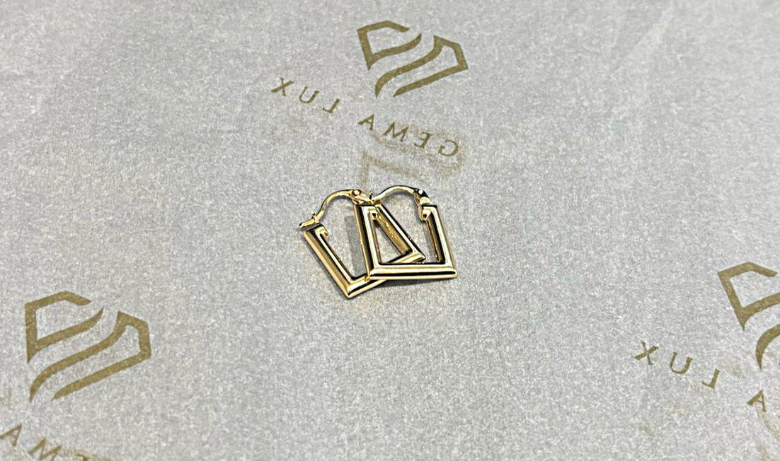 14k Gold square Hoop Earrings 15mm #