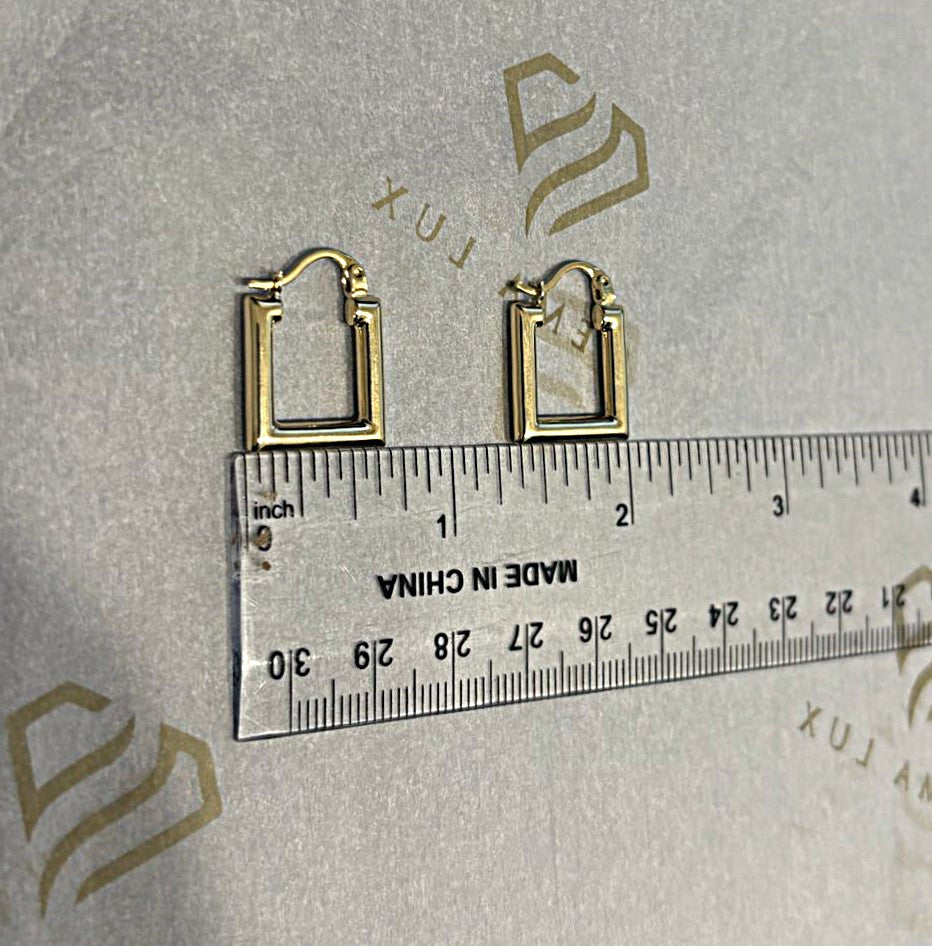 14k Gold square Hoop Earrings 15mm #