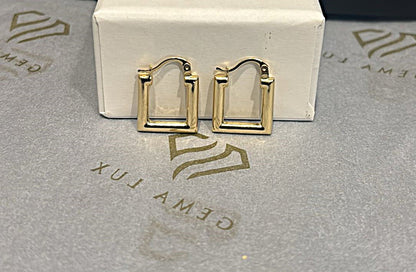 14k Gold square Hoop Earrings 15mm #