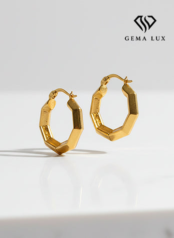 14k Gold hexagon hoops Earrings - 18mm