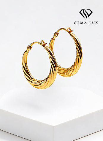 14k Gold Elegant round Flat hoops  earrings 20mm