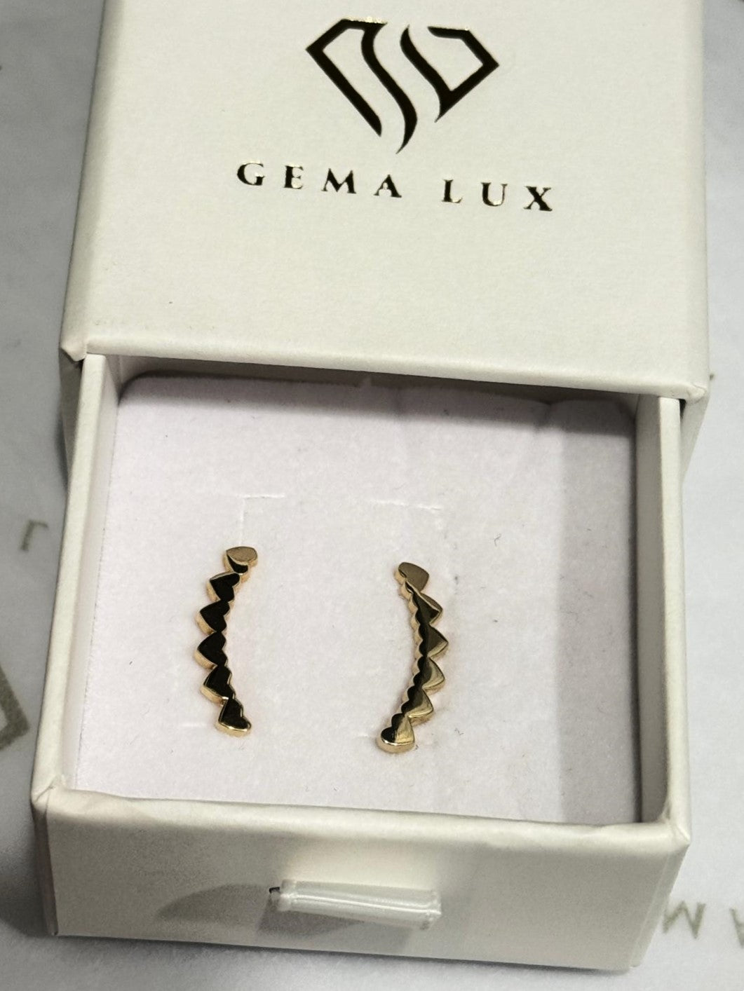 14k Gold Polished heart line dangle earrings #