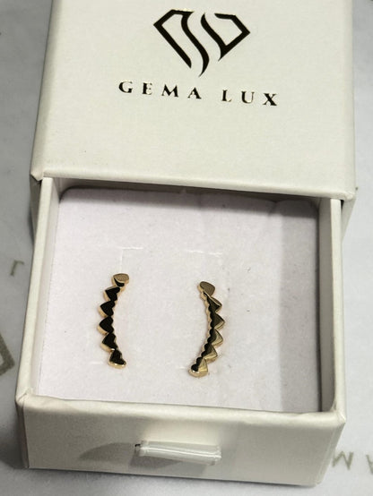 14k Gold Polished heart line dangle earrings #