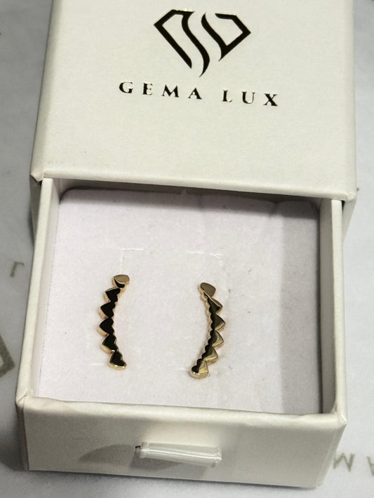 14k Gold Polished heart line dangle earrings #