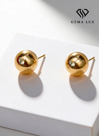 14k Gold balls medium Stud earrings 5 mm #