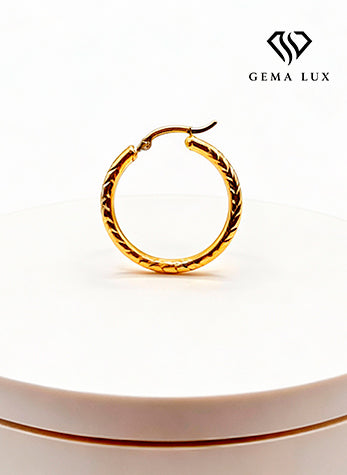 14k Gold dainity round  Hoop Earrings, 18mm textured #