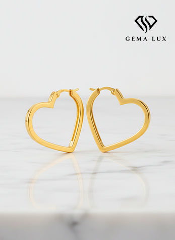 14k Gold hearts hoops Earrings