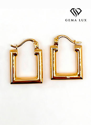 14k Gold square Hoop Earrings 15mm