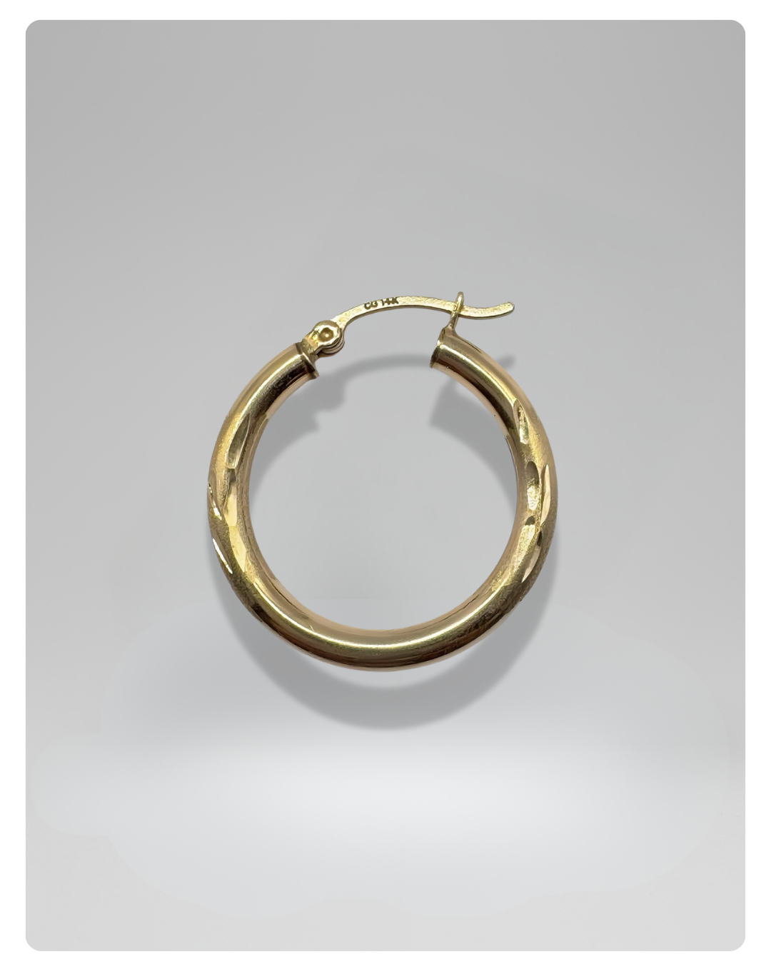 14K Gold Hoop Earrings round opacas - 25 mm
