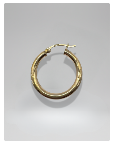 14K Gold Hoop Earrings round opacas - 25 mm