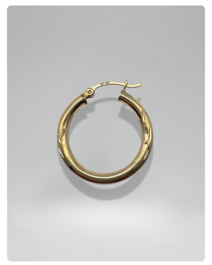 14K Gold Hoop Earrings round opacas - 25 mm