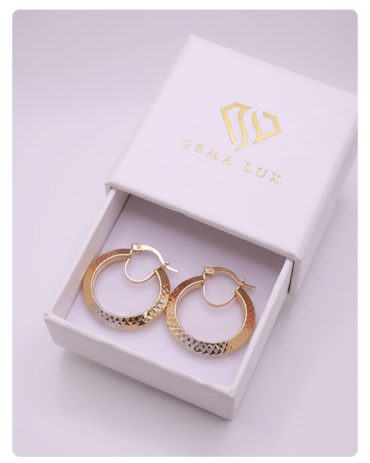 14 K Solid Gold hoop Earrings triangle shape 3 colors white-yellow-rose 25mm