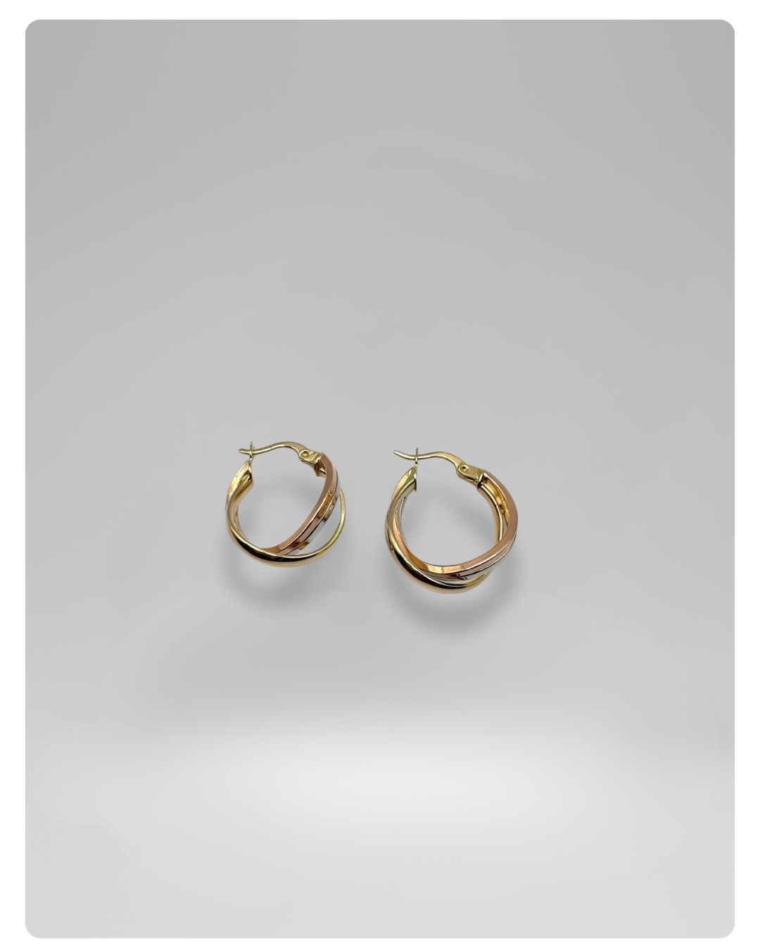 14k Gold twisted danity hoops earrings yellow-white-rose