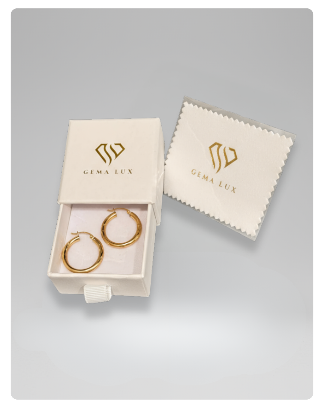 14K Gold Hoop Earrings round opacas - 25 mm