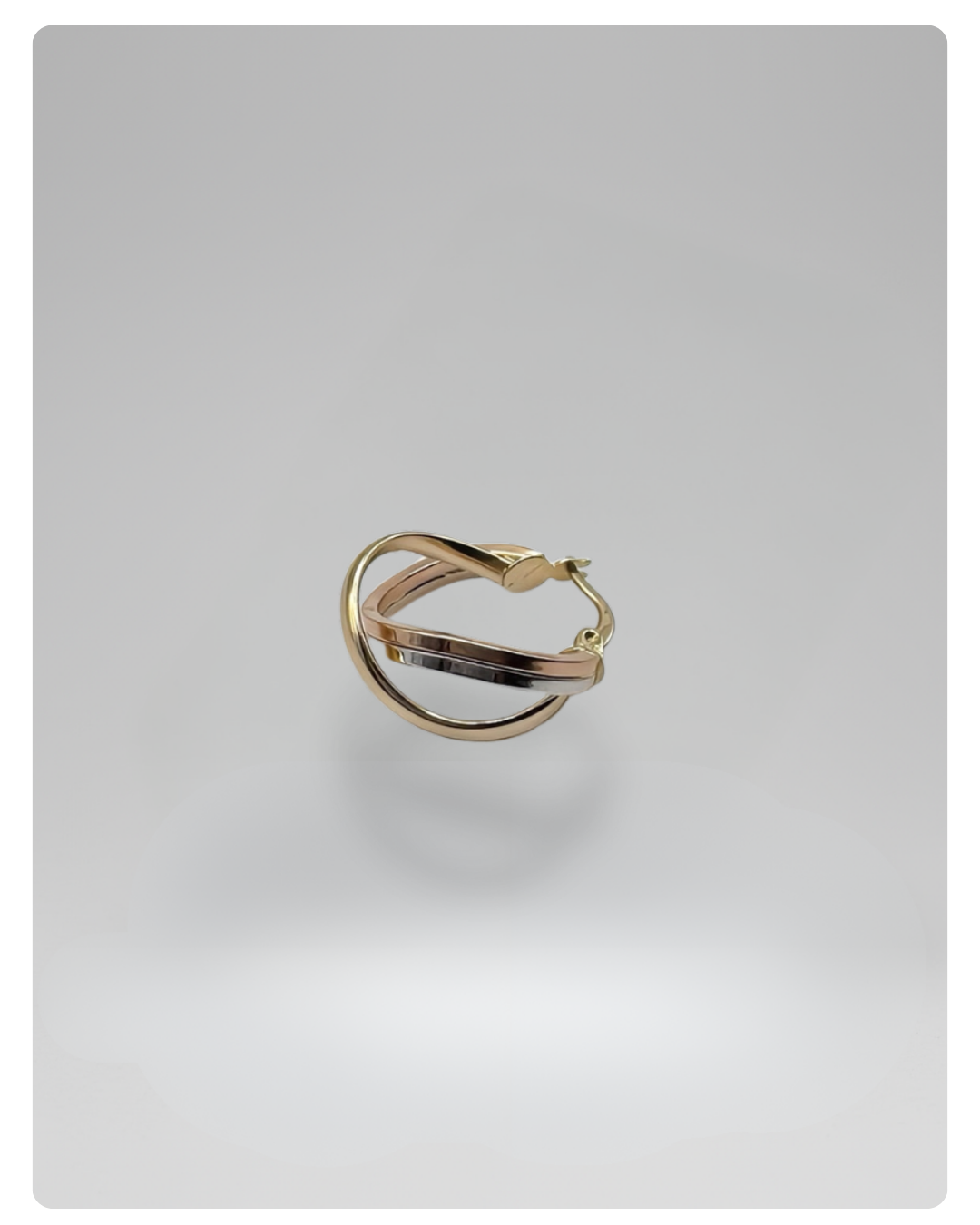 14k Gold twisted danity hoops earrings yellow-white-rose