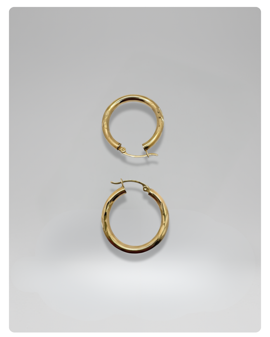 14K Gold Hoop Earrings round opacas - 25 mm