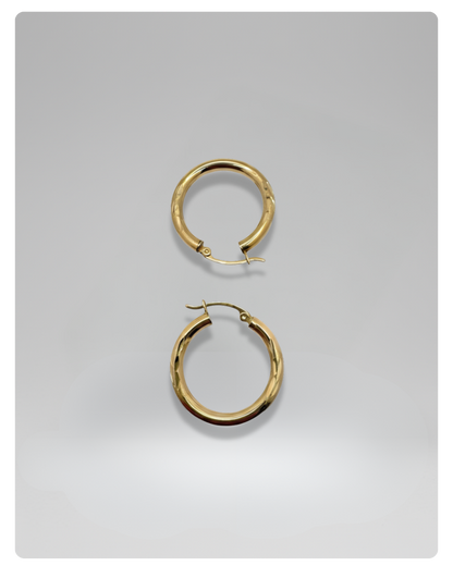 14K Gold Hoop Earrings round opacas - 25 mm