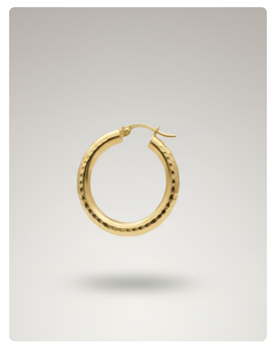 14k Gold dainity round  Hoop Earrings, 30mm textured
