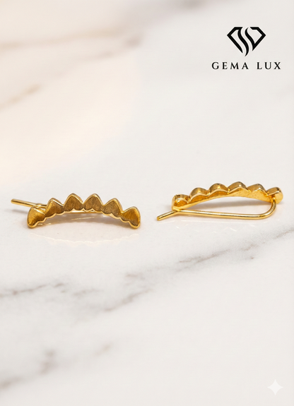14k Gold Polished heart line dangle earrings