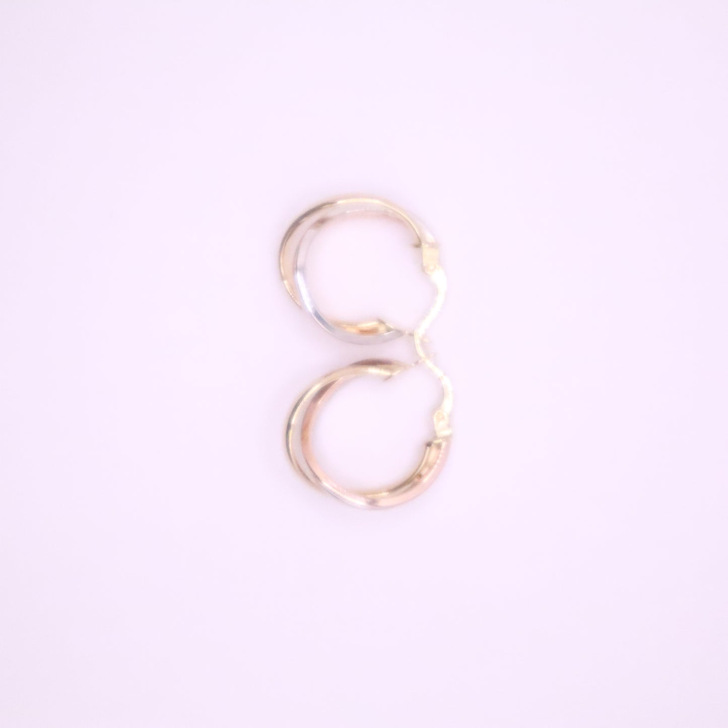 14k Gold twisted danity hoops earrings yellow-white-rose