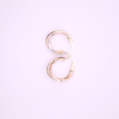 14k Gold twisted danity hoops earrings yellow-white-rose