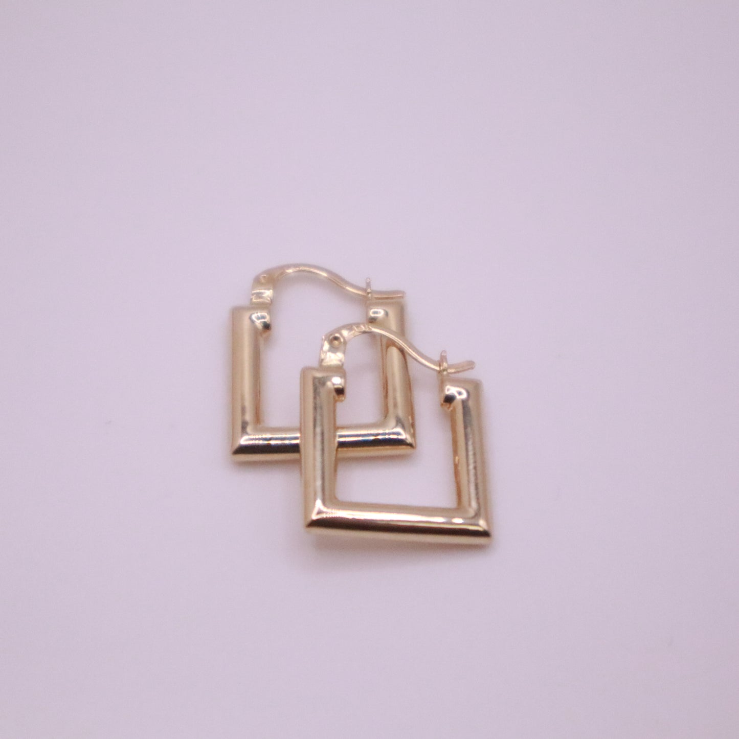 14k Gold square Hoop Earrings 15mm #