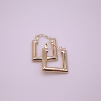 14k Gold square Hoop Earrings 15mm #