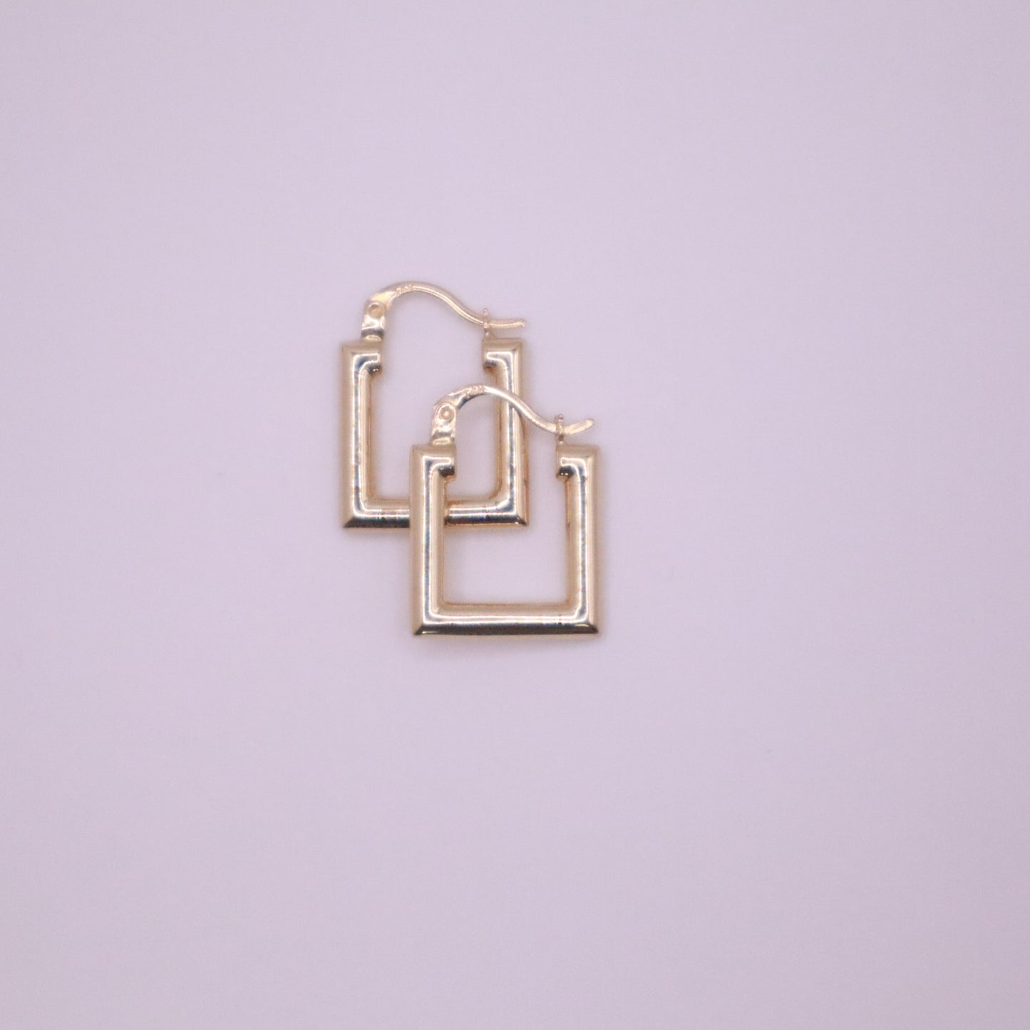 14k Gold square Hoop Earrings 15mm #