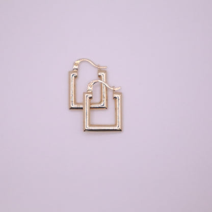 14k Gold square Hoop Earrings 15mm #