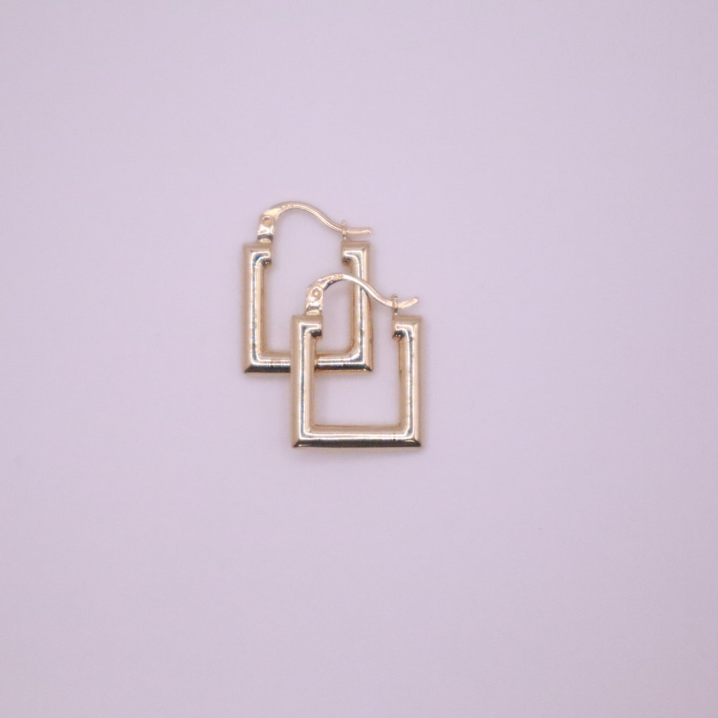 14k Gold square Hoop Earrings 15mm #