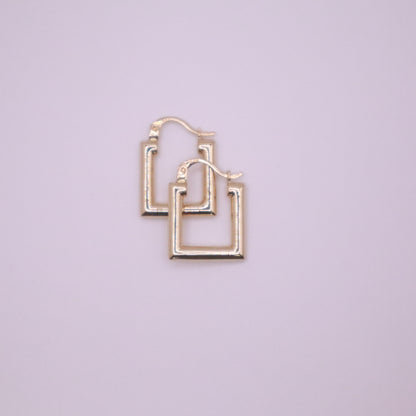 14k Gold square Hoop Earrings 15mm #